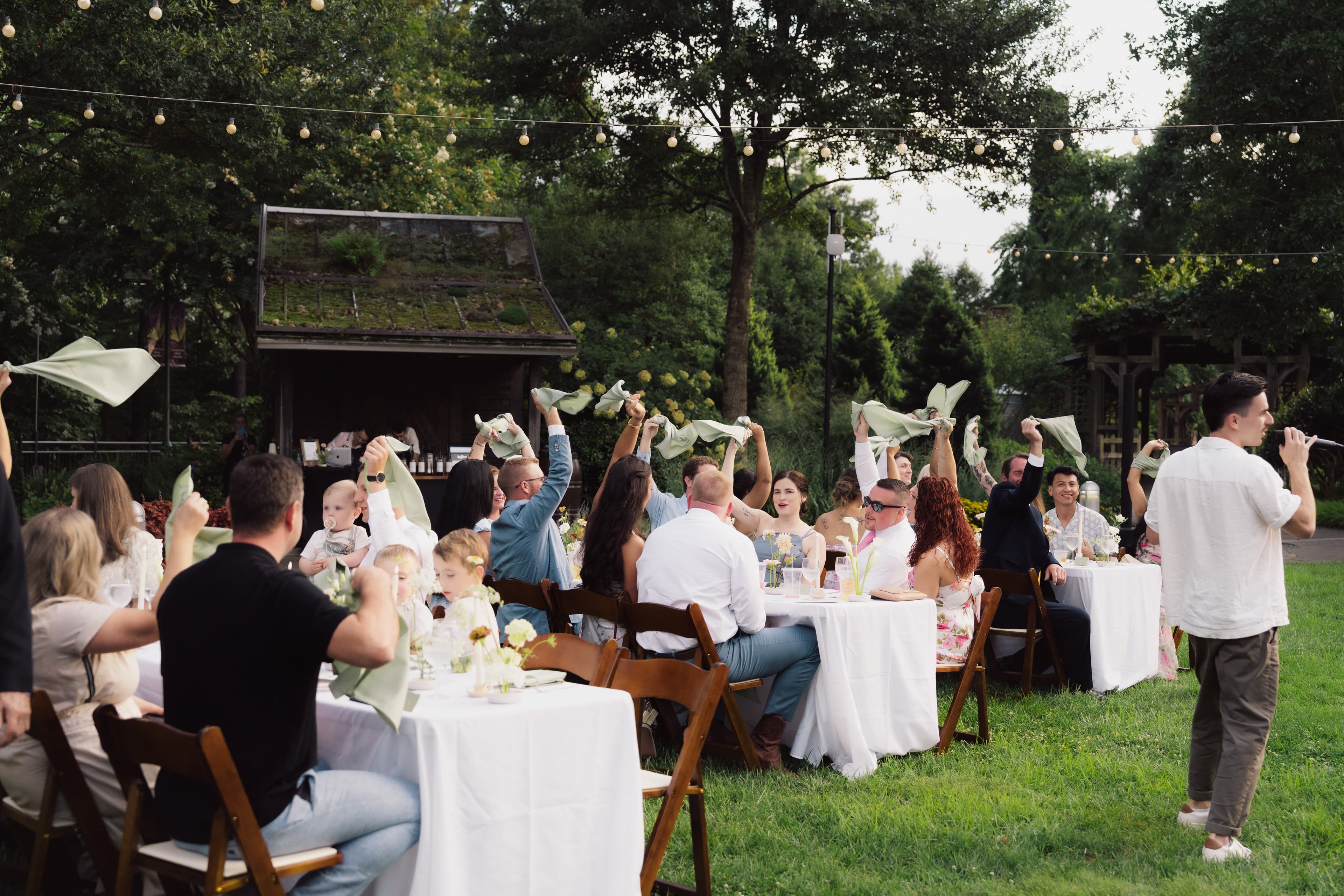 Dan hosting a wedding reception